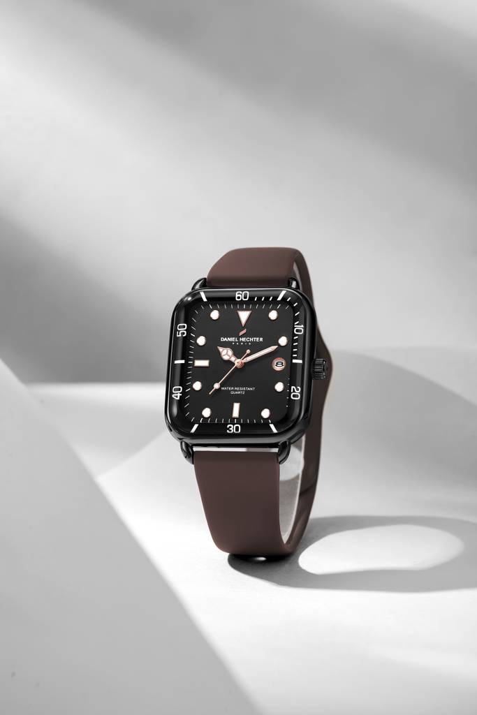 Daniel Hechter Paris Square Dial Watch For Men With Stylish Silicone Strap, Water Resistant & Quartz Movement - D : DHM1011-02