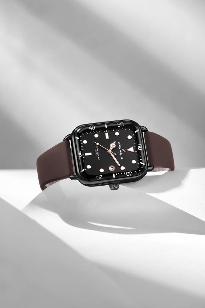 Daniel Hechter Paris Square Dial Watch For Men With Stylish Silicone Strap, Water Resistant & Quartz Movement - D : DHM1011-02