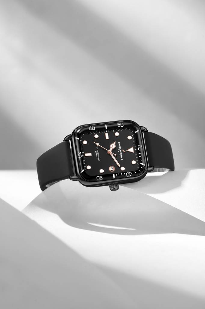 Daniel Hechter Paris Square Dial Watch For Men With Stylish Silicone Strap, Water Resistant & Quartz Movement - D : DHM1011-01