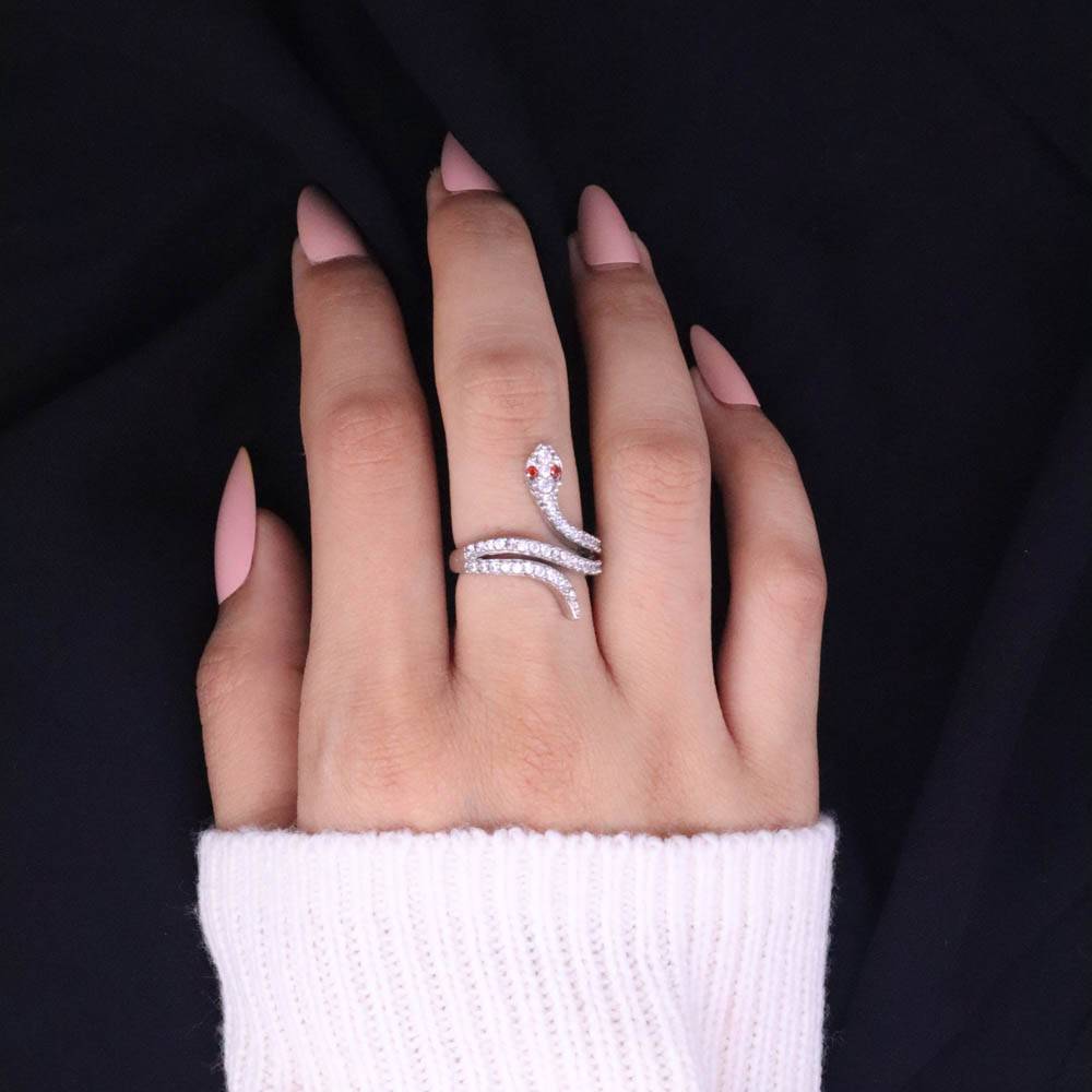Bold Snake Silver Adjustable Ring : RG027