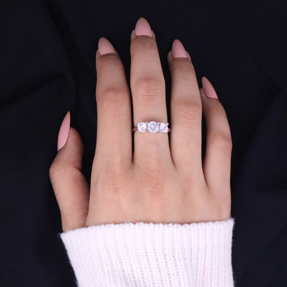 Triple Zircon Engagement Adjustable Ring : RG028