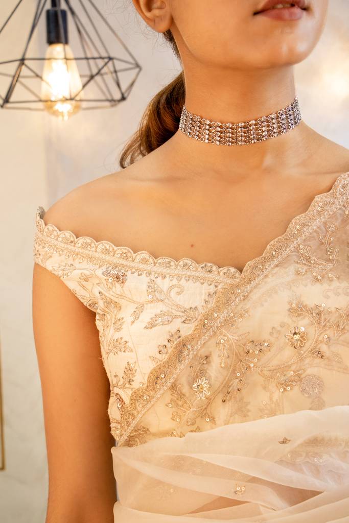 925 Sterling Silver Essence Fine Scintillating Timeless Choker : SN108-1