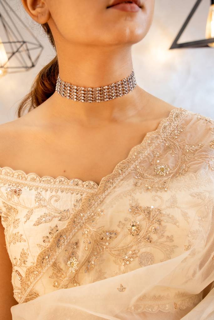 925 Sterling Silver Essence Fine Scintillating Timeless Choker : SN108-1