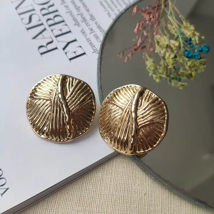 Tfc Roundy Round Gold Plated Stud Earrings : 10042