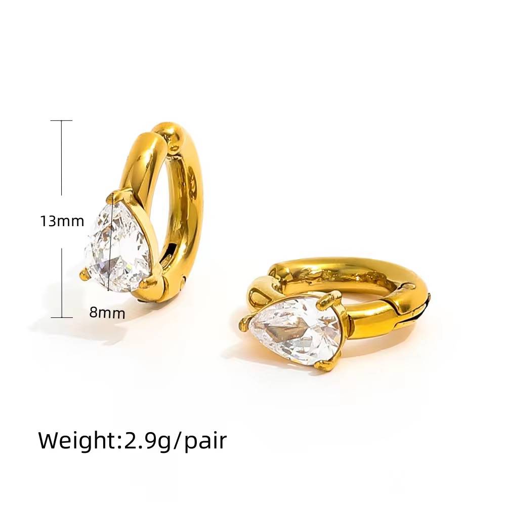 18Kt Gold Plated Tear Drop Zircon Thick Cuff Earrings, Rhea (No Piercing Required) : INRHEA