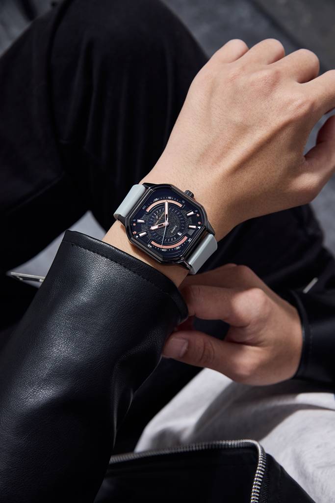 Daniel Hechter Paris Rivoli Collection Modern Analog Watch For Men With Octagon Dial And Silicon Band-Dhm1003 : DHM1003-04