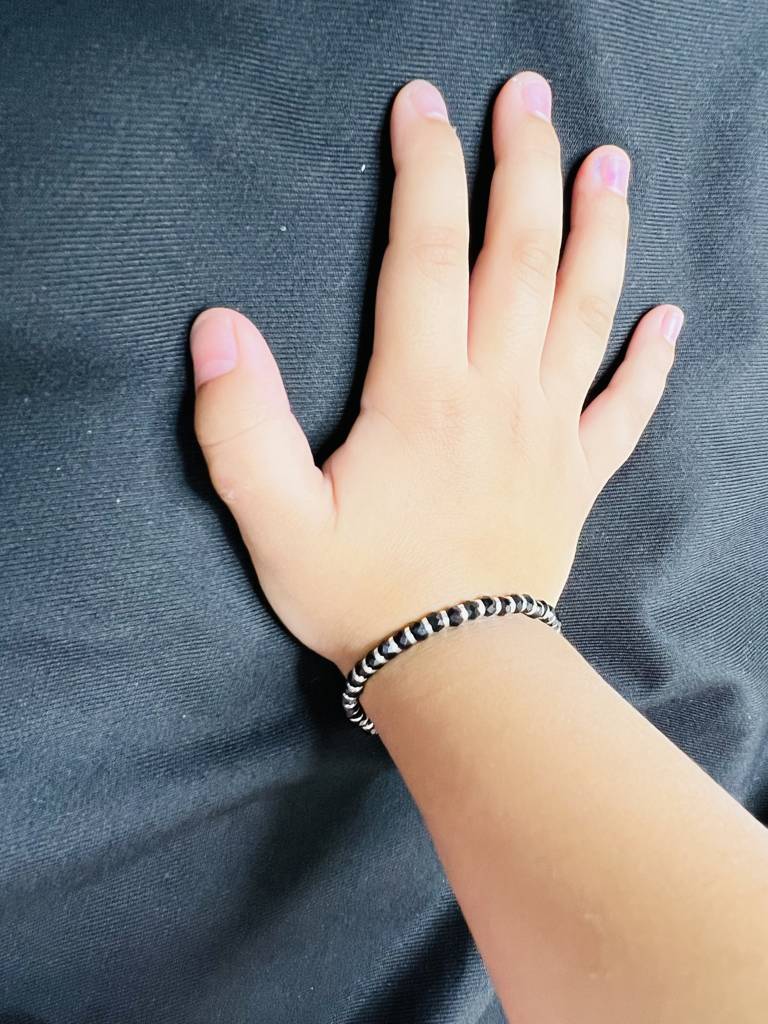 Kids 925 Sterling Silver Black Beads Bracelet : ARSBR13