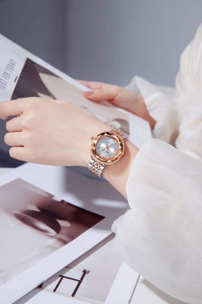 Daniel Hechter Paris Palais-Royal Collection Unique Analoge Watch For Women Withdiamond Cut Glass Dial And Stainl : DHW2003-33
