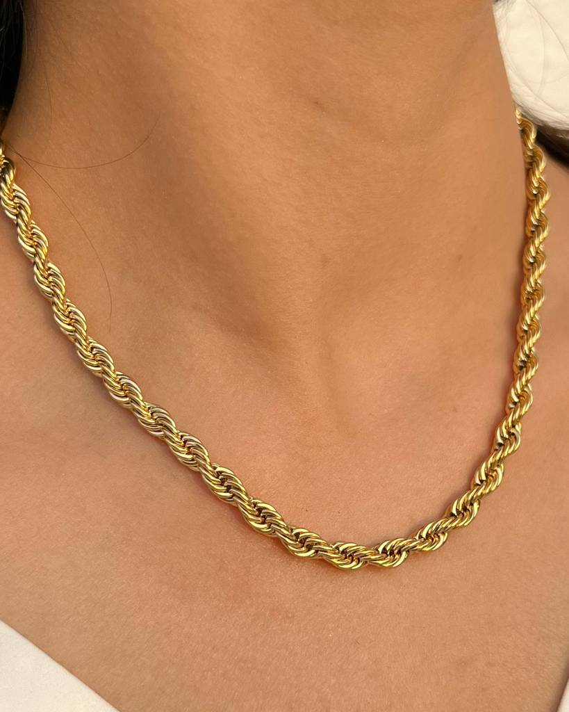 18K Gold Plated Rope Chain Necklace (5Mm) : N39