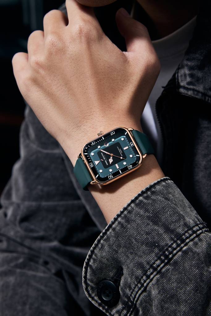 Daniel Hechter Paris Square Dial Watch For Men With Stylish Silicone Strap, Water Resistant & Quartz Movement - D : DHM1011-03