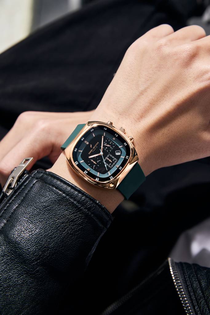 Daniel Hechter Paris Bercy Collection Modern Multi Functional Watch For Men With Square Dial And Silicon Band-Dhm : DHM1001-04