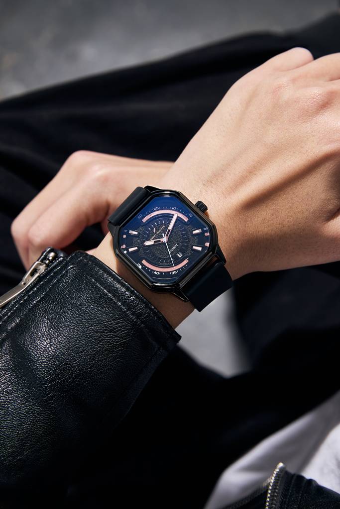 Daniel Hechter Paris Rivoli Collection Modern Analog Watch For Men With Octagon Dial And Silicon Band-Dhm1003 : DHM1003-01