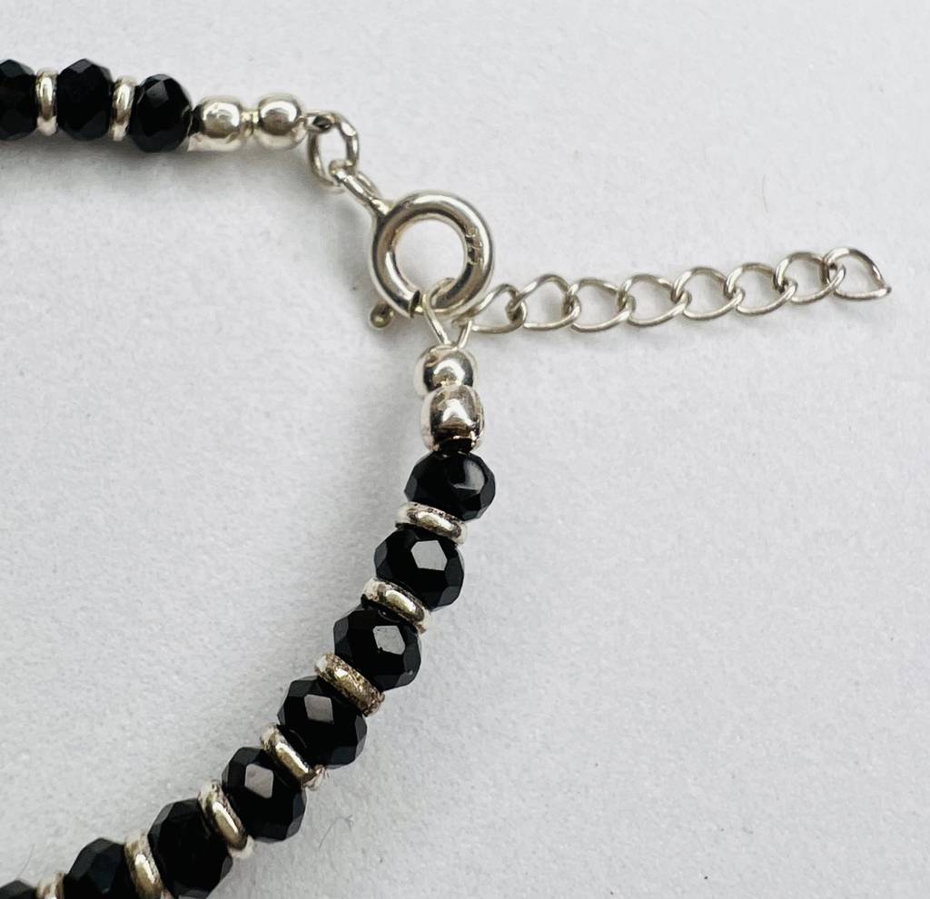925 Sterling Silver Black Beads Baby Bracelet : ARSBR13A