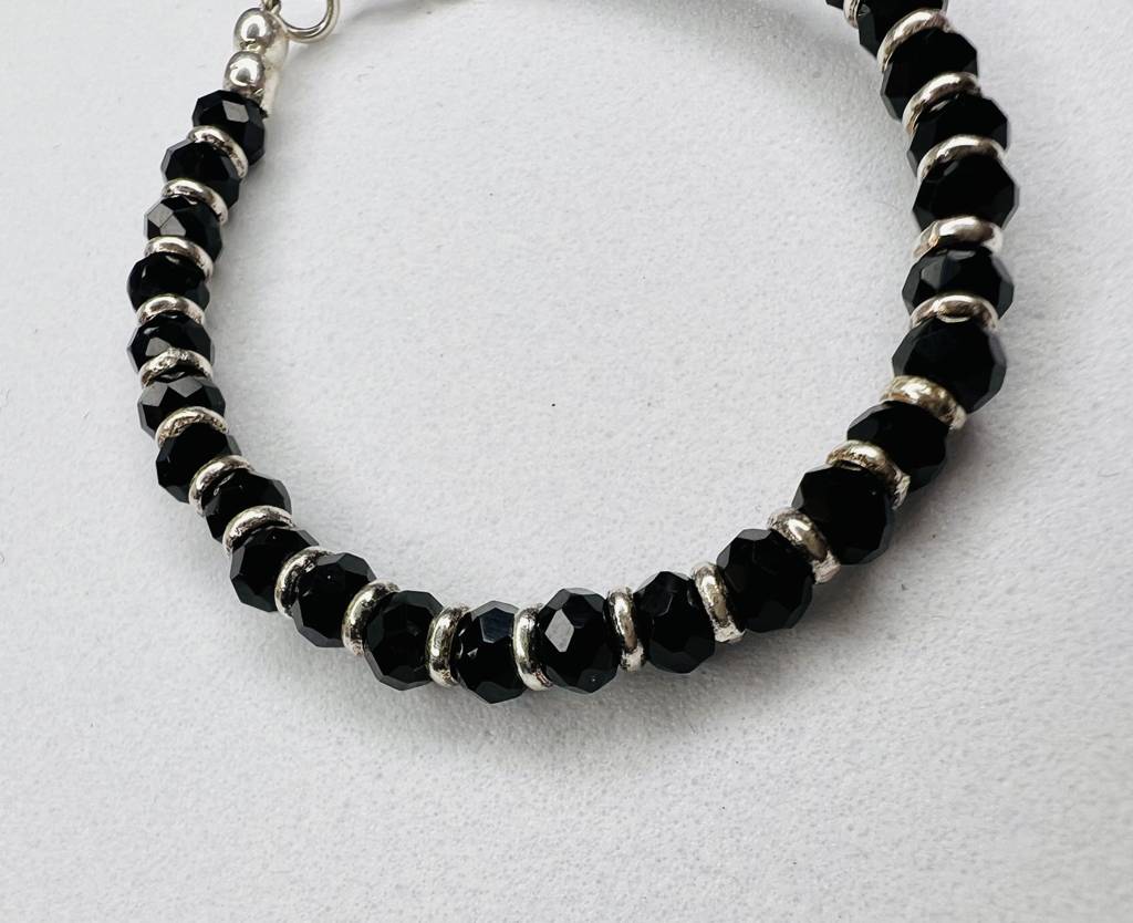 925 Sterling Silver Black Beads Baby Bracelet : ARSBR13A