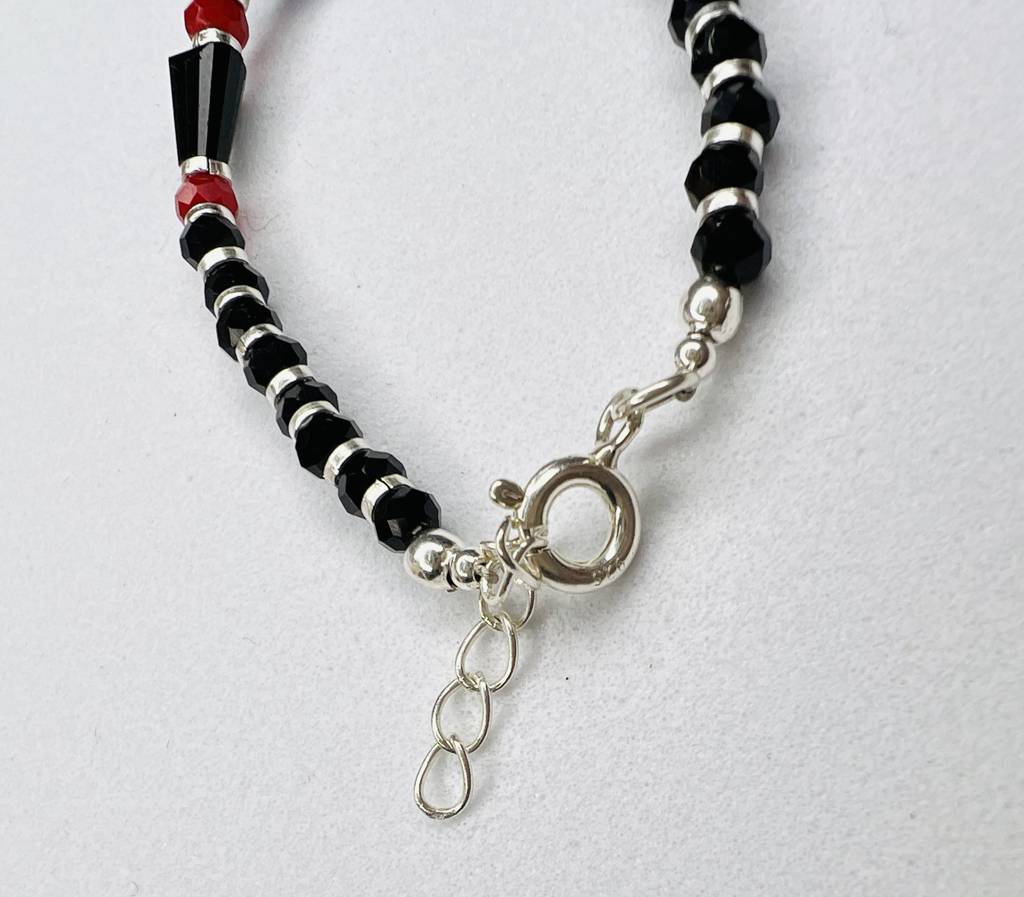 925 Sterling Silver Black And Red Beads Evil Eye Baby Bracelet : ARSBR18