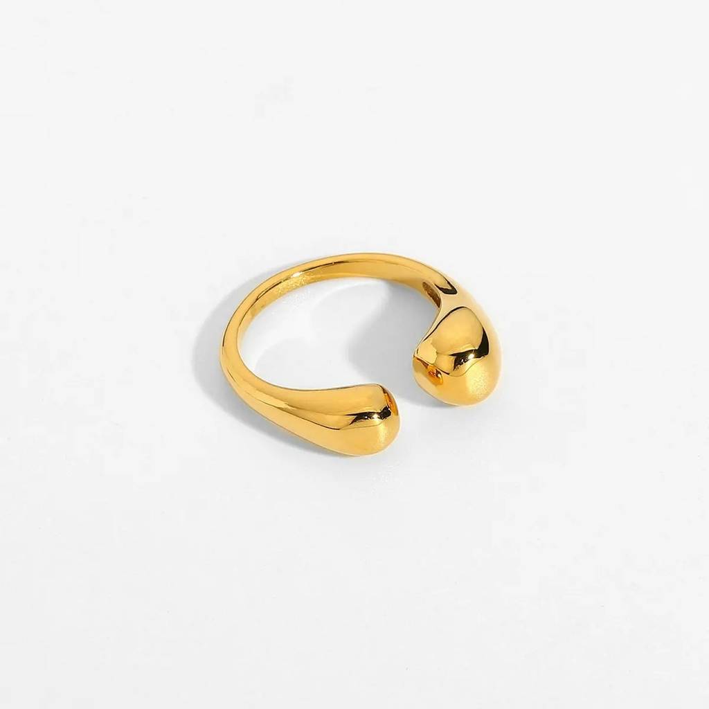 18Kt Gold Plated Chunky Metal Hug Ring, Sridevi : INSRIDEVI