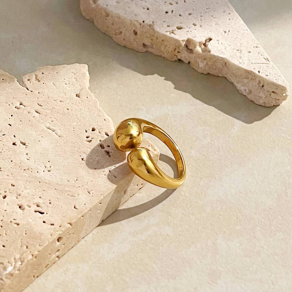18Kt Gold Plated Chunky Metal Hug Ring, Sridevi : INSRIDEVI