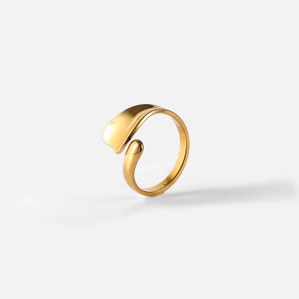 18Kt Gold Plated Irregular Water Wave Ring, Moira Rose : INMOIRA