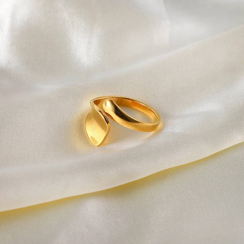 18Kt Gold Plated Irregular Water Wave Ring, Moira Rose : INMOIRA
