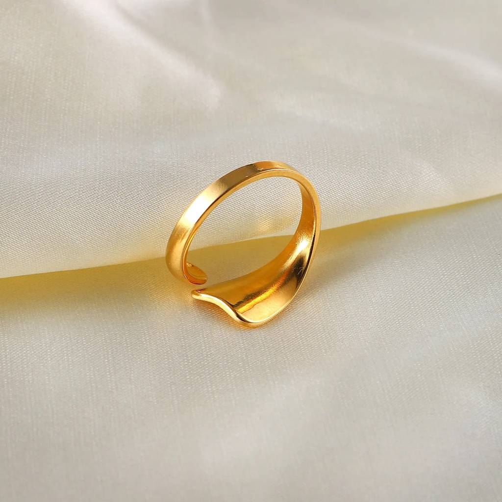 18Kt Gold Plated Irregular Water Wave Ring, Moira Rose : INMOIRA