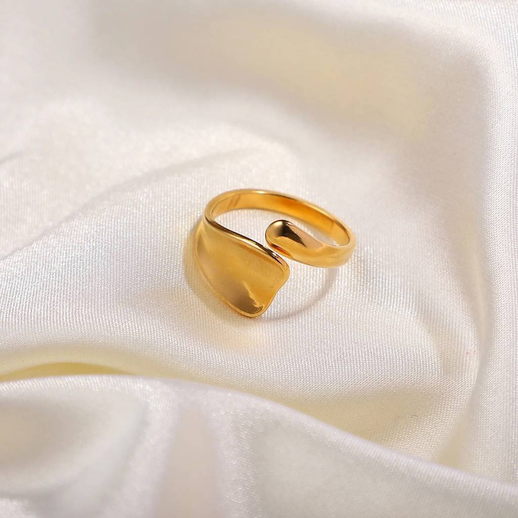 18Kt Gold Plated Irregular Water Wave Ring, Moira Rose : INMOIRA