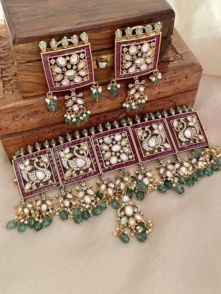 Raas Ruby Emerald Choker Necklace Set : NK287