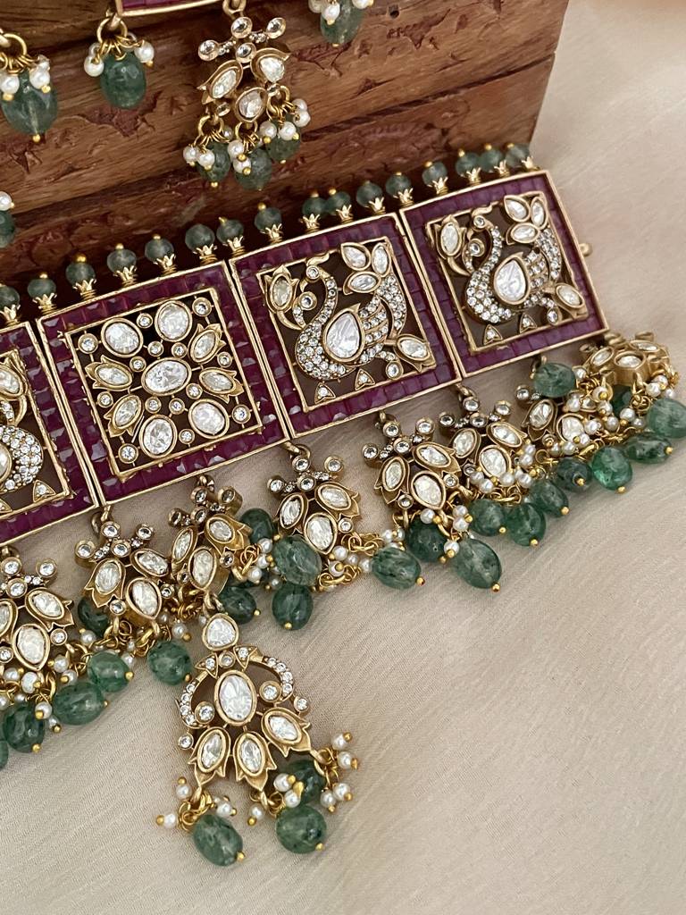 Raas Ruby Emerald Choker Necklace Set : NK287