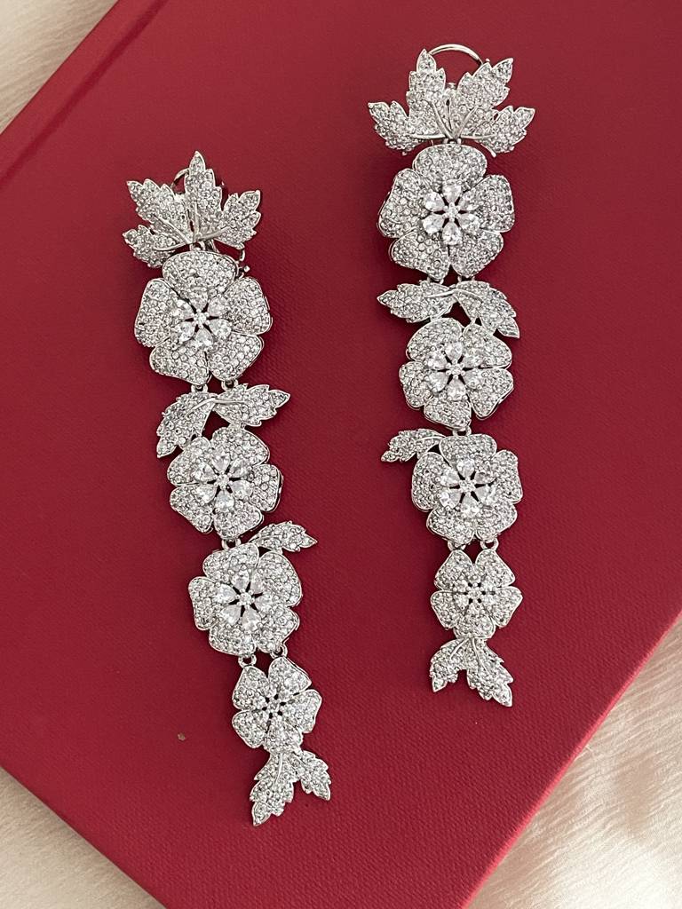 Floral Symphony Diamond Shoulder Duster Earrings : ER305