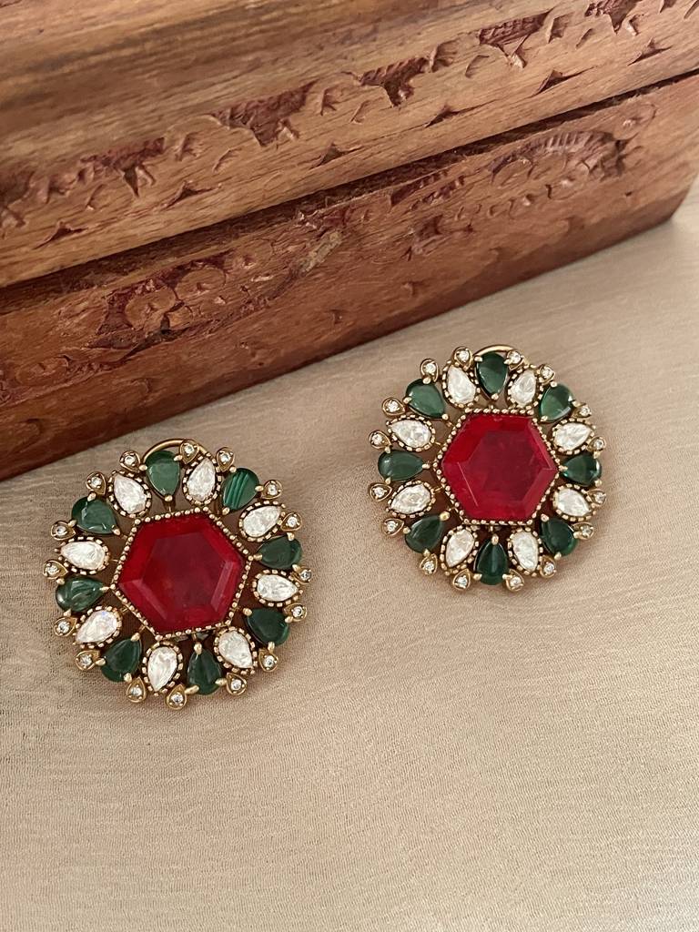 Mishti Ruby Emerald Stud Earrings : ER299
