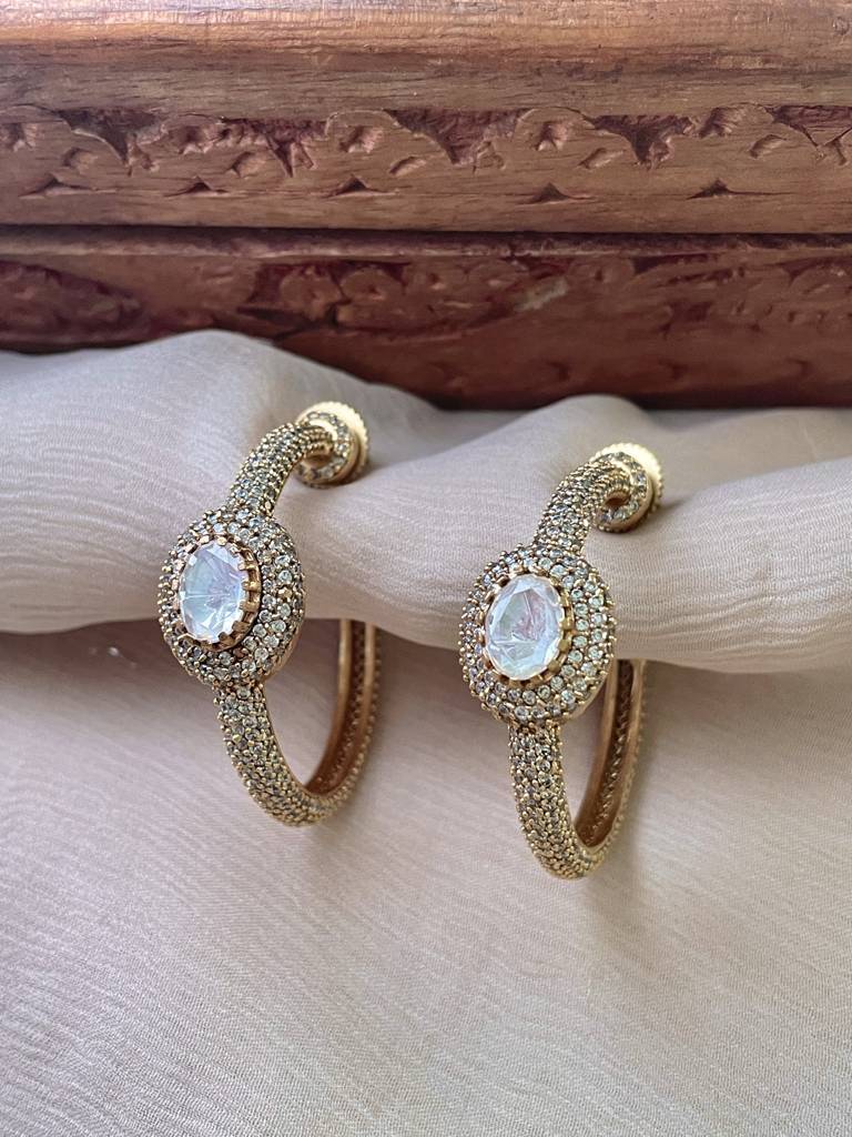Bina Polki Hoop Earrings : ER293