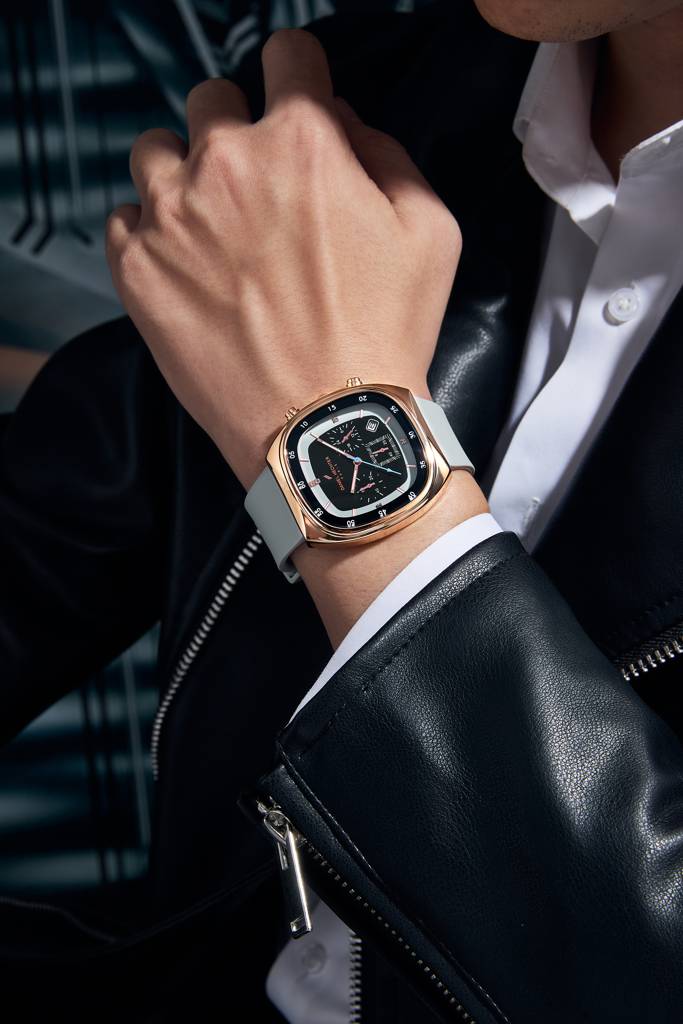 Daniel Hechter Paris Bercy Collection Modern Multi Functional Watch For Men With Square Dial And Silicon Band-Dhm : DHM1001-05