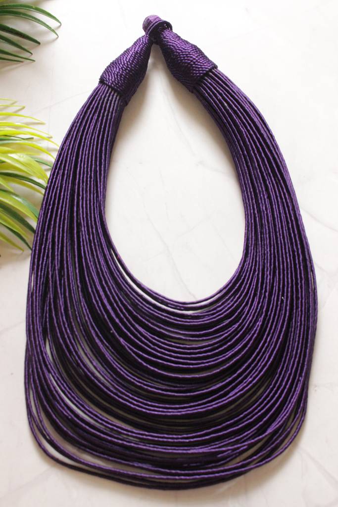 Violet Handmade Silk Threads Multi-Layer Statement African Choker Necklace : ALT-JEW-RWT-185