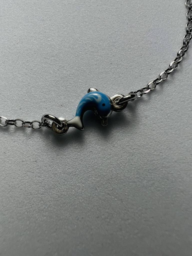 925 Sterling Silver Dolphin Charm Bracelet : ARSBR160