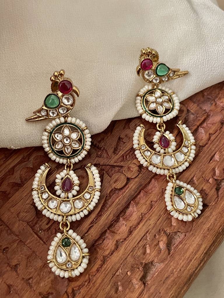 Pakshi Moissanite Polki Earrings : ER313