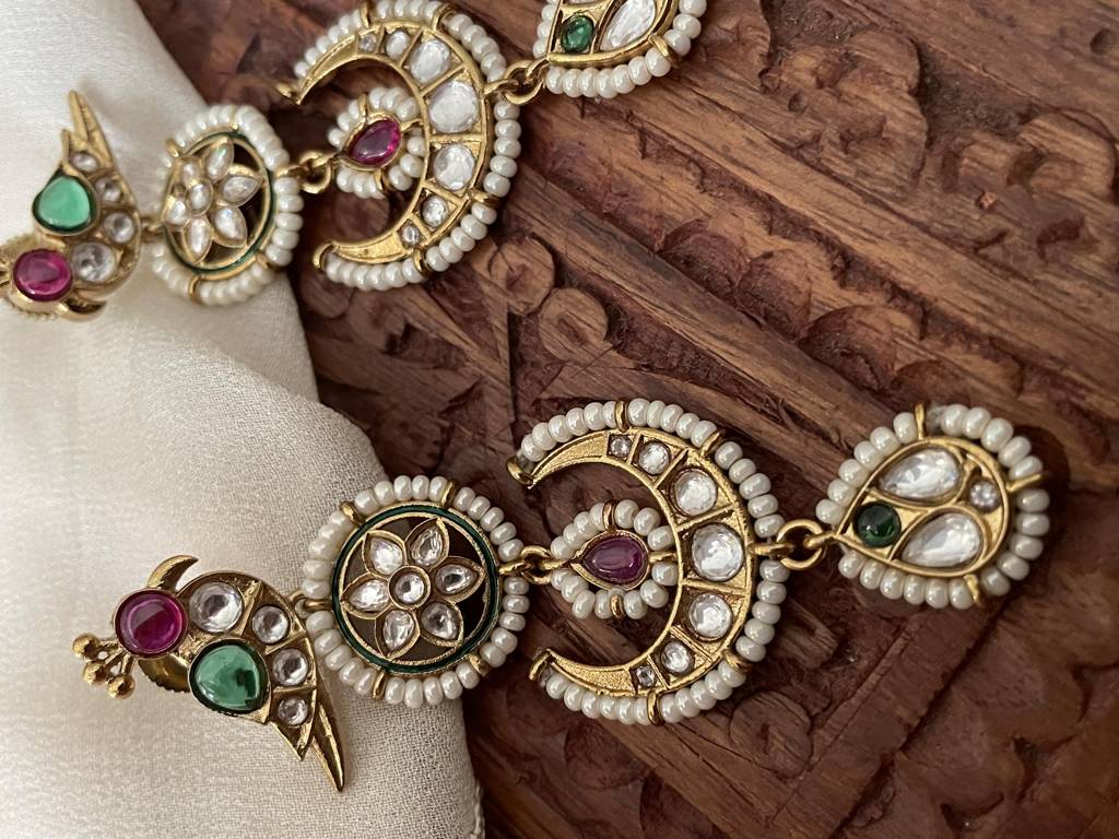 Pakshi Moissanite Polki Earrings : ER313