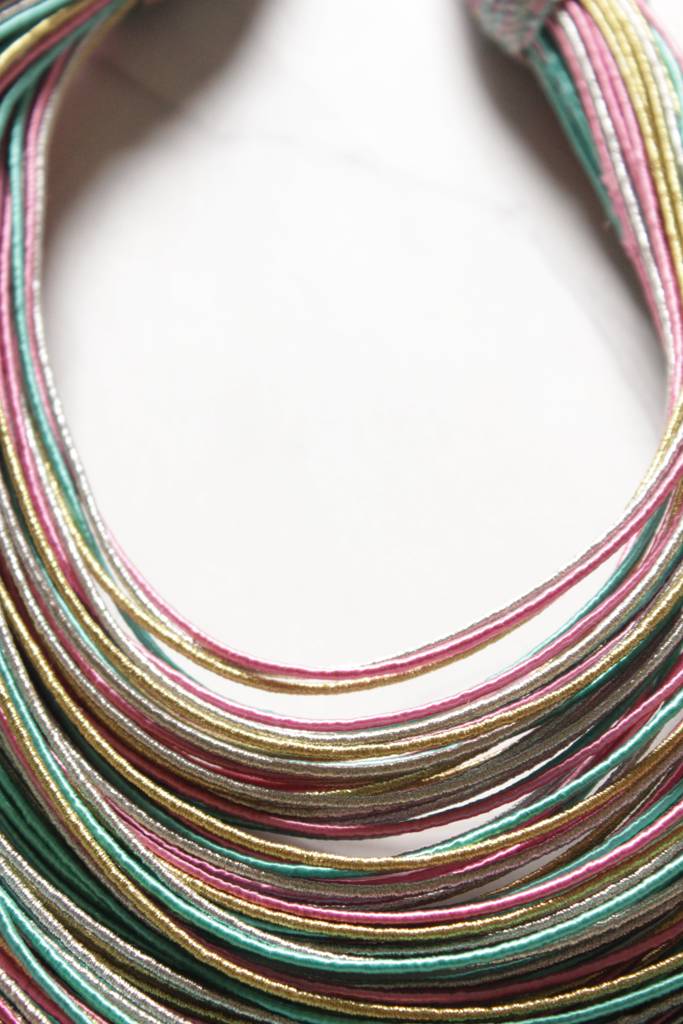 Multi-Color Handmade Silk Threads Multi-Layer Statement African Choker Necklace : ALT-JEW-RWT-106