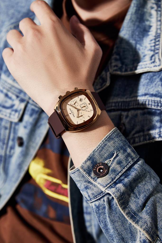 Daniel Hechter Paris Bercy Collection Modern Multi Functional Watch For Men With Square Dial And Silicon Band-Dhm : DHM1001-06