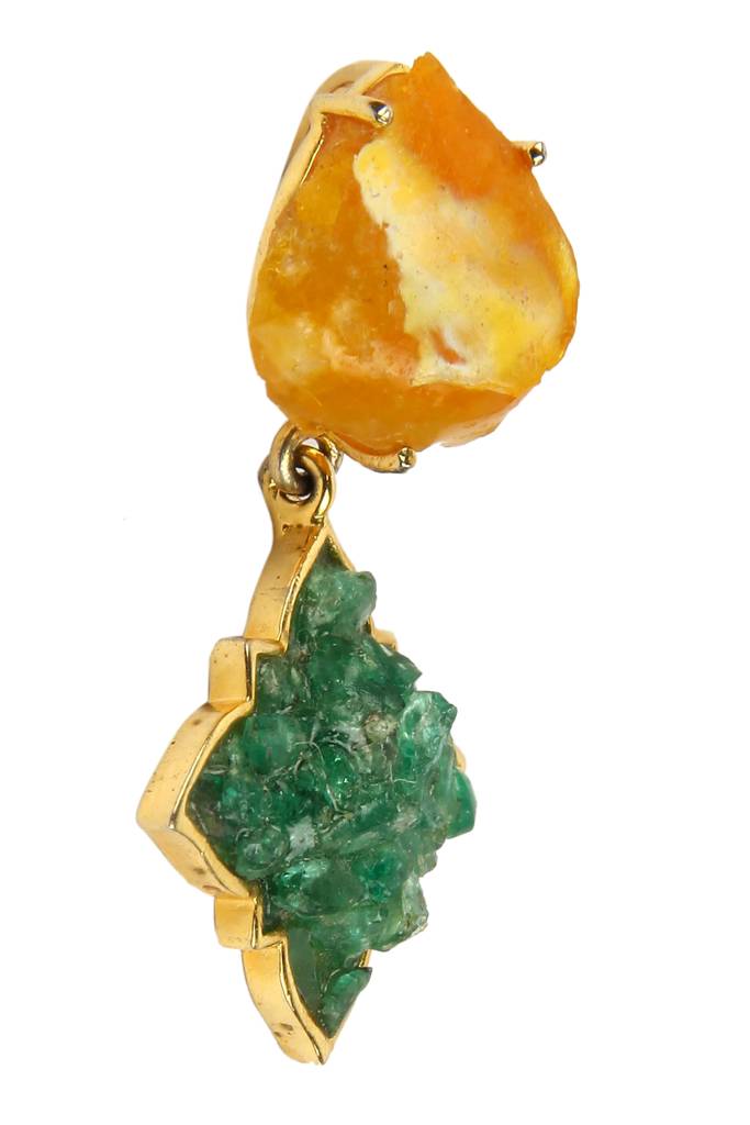 Natural Yellow Sapphire And Emerald Pendant : NH-PDT-02-YS-EM