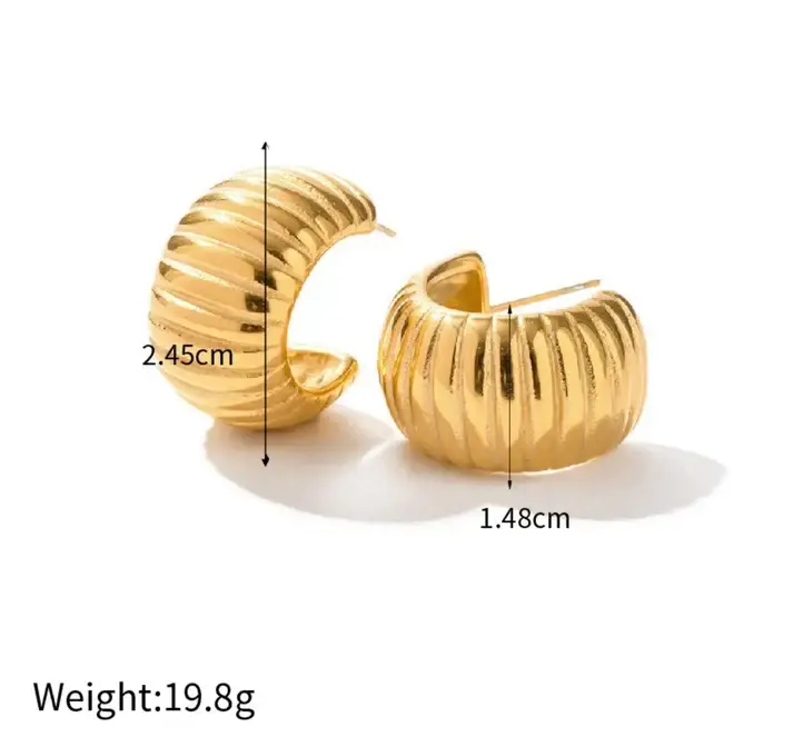 Chunky Textured Striped Hoop Earring : ER005