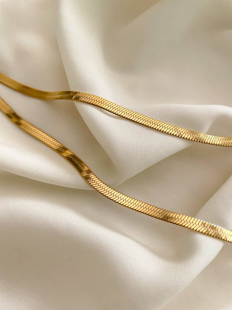 18K Gold Plated Snake Chain, Herringbone : N20