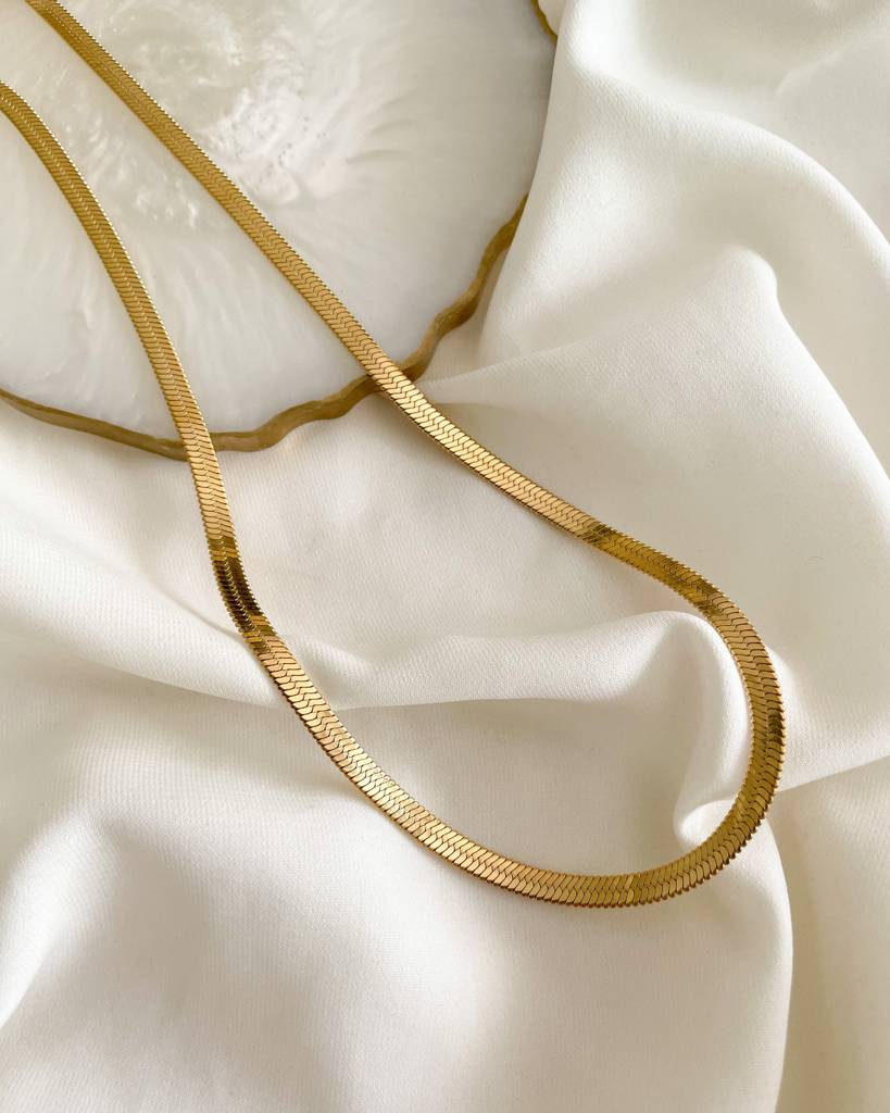 18K Gold Plated Snake Chain, Herringbone : N20