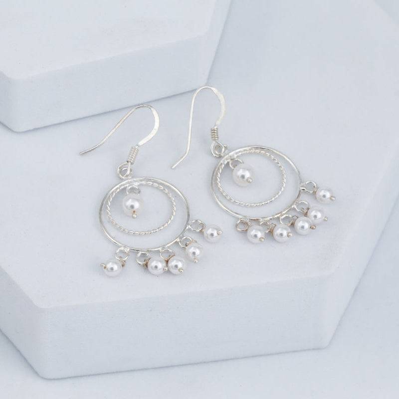 Pearl Chandbali | 92.5 Silver Earrings | Size : Small : Pearl_Chand_Balis
