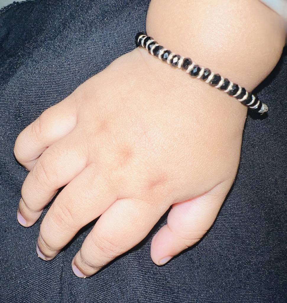 925 Sterling Silver Black Beads Baby Bracelet : ARSBR13A