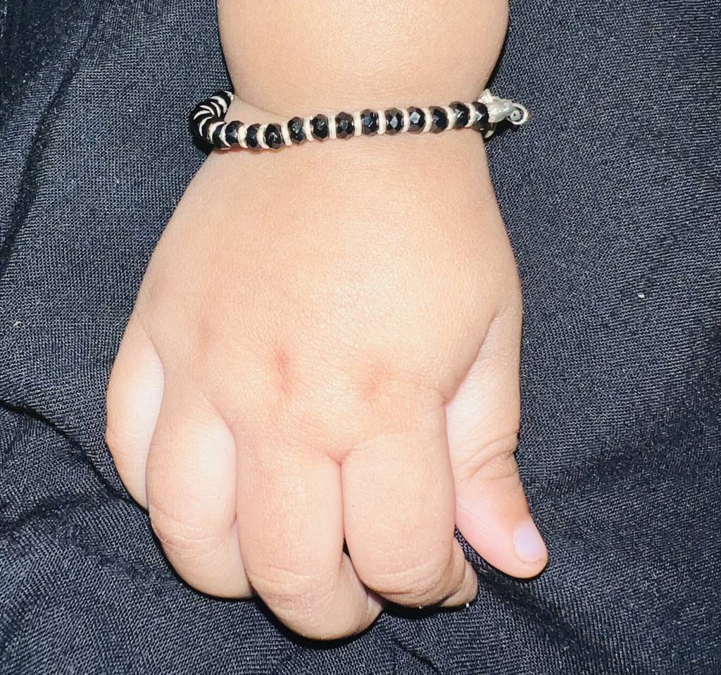 925 Sterling Silver Black Beads Baby Bracelet : ARSBR13A