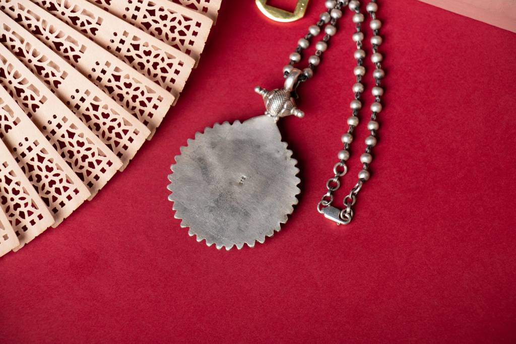 925 Sterling Silver Moh Handpainted Peacock Ball Chain Necklace : SN203098