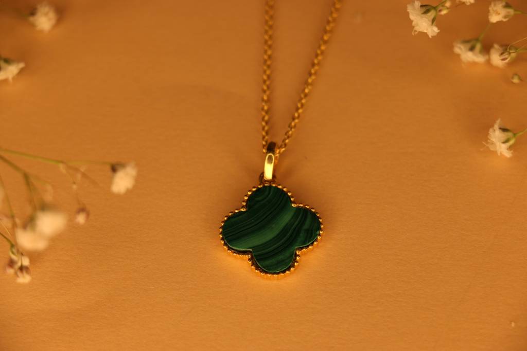 Clover Malachite Necklace : CMALNL