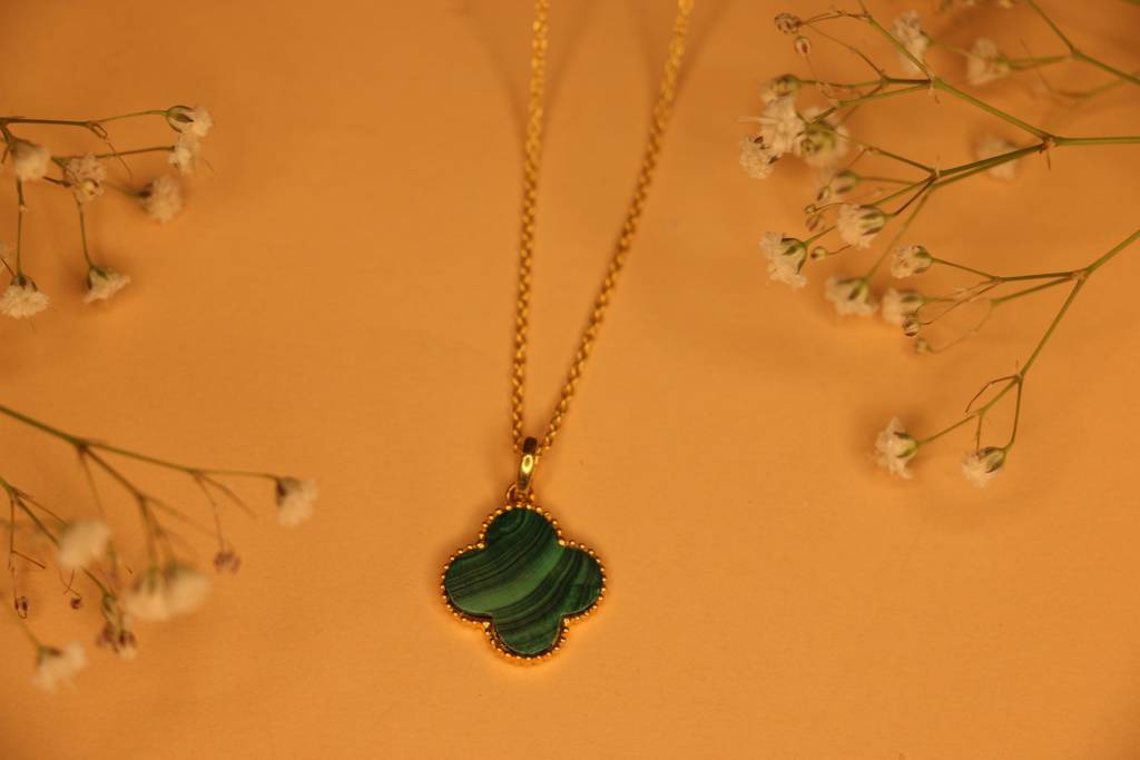 Clover Malachite Necklace : CMALNL