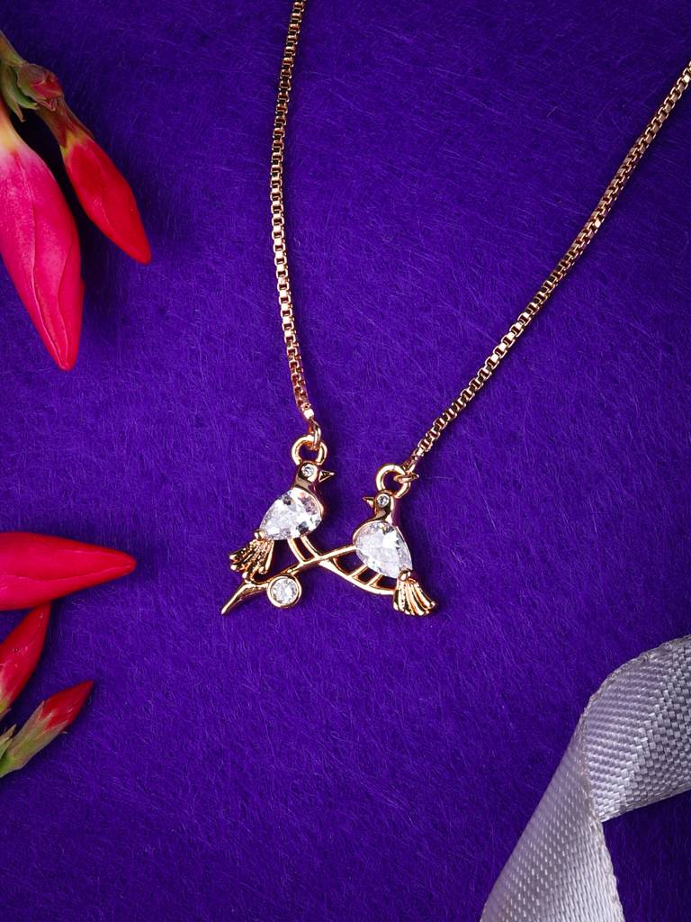 Birds Cz Pendant Necklace : AVPE10006