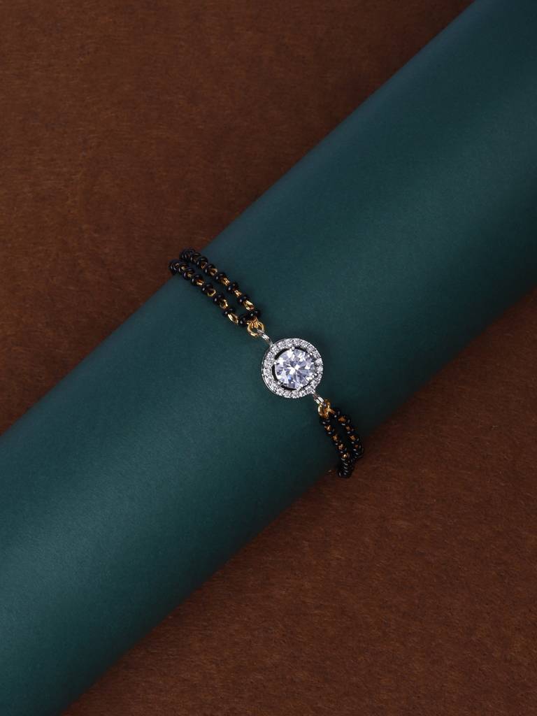 Round Shape Solitaire Cz Mangalsutra Bracelet : AJBR10002