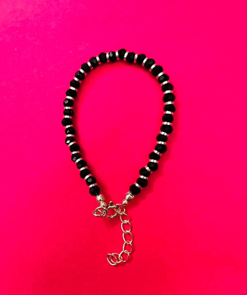 Kids 925 Sterling Silver Black Beads Bracelet : ARSBR13